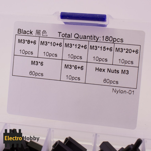 Kit estuche 180 Tornillería Nylon M3