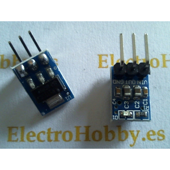 Convertidor de voltaje AMS1117 3,3V LDO, ideal para alimentación estable en circuitos electrónicos