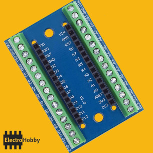 Screw Shield NANO soldado, conexiones para Arduino NANO