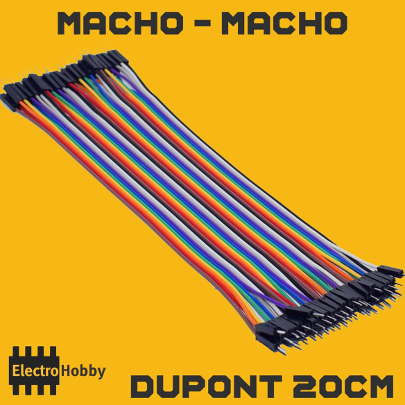Cable Dupont de 20cm con conectores macho macho Cable Dupont de 20cm con conectores macho macho
