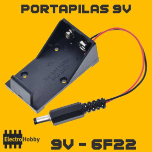 Box Case 9V con jack DC, caja portabatería para panel y prototipos