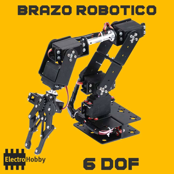 Brazo robótico de metal para servos MG996 con 6 grados de libertad