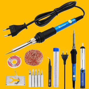 Soldador regulable de 60W y los accesorios para soldar que incluye el kit