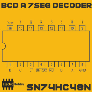 SN74HC48N – Decodificador BCD a 7 segmentos TTL