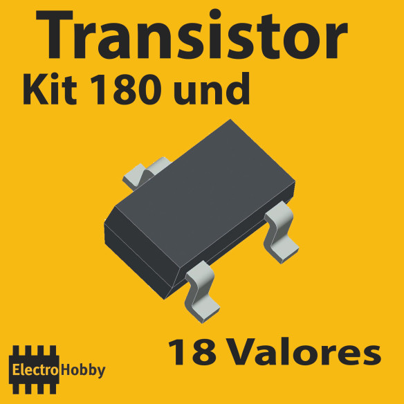 Kit 180 transistores SOT‑23 – Surtido SMD 18 valores NPN/PNP