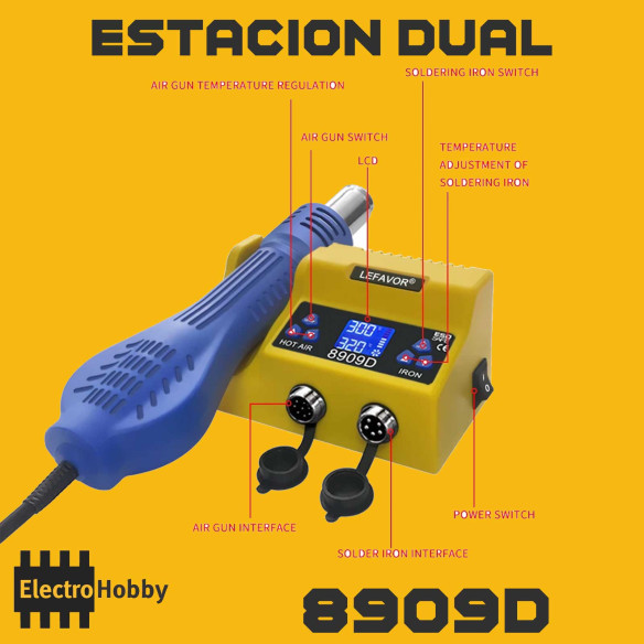 Estación de soldadura dual 8909D partes de funcionamiento