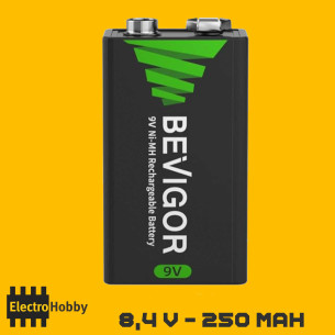 Pila 9V recargable BEVIGOR Ni‑MH - Batería alta capacidad para detectores y electrónica