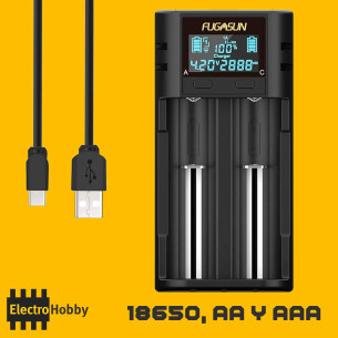 Cargador de baterías de litio. Cargador universal 18650, AA y AAA con pantalla LCD