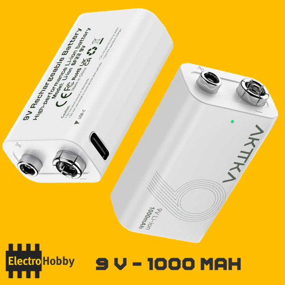 batería de litio recargable de 9 V con puerto USB‑C integrado