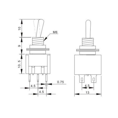 Interruptor - Conmutador basculante 2C-2P