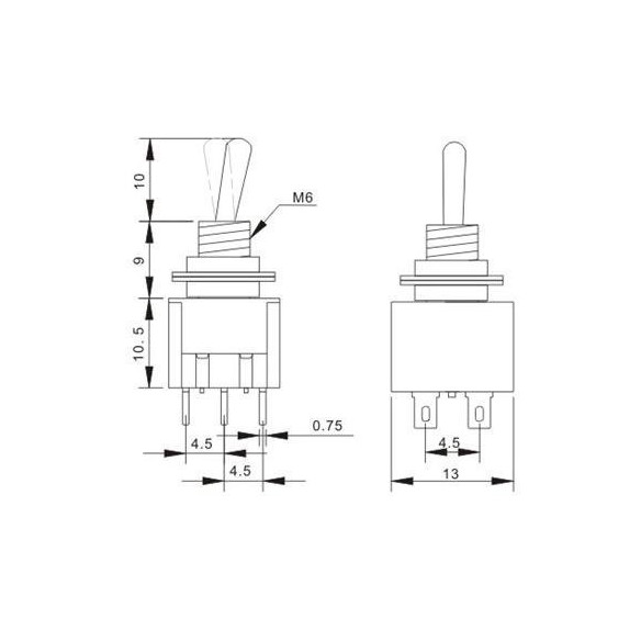 Interruptor - Conmutador basculante 2C-2P