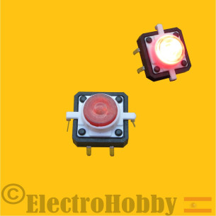 Pulsador Led Rojo 12 x 12