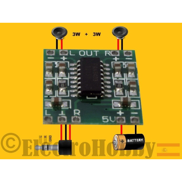 Amplificador Estéreo PAM8403 conexiones