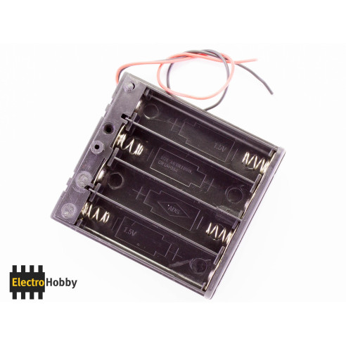 Battery Holder 4xAA con interruptor y jack 5,5x2,1 mm